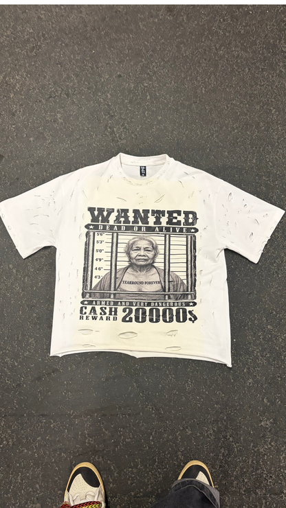 WANTED Distressed Oversized Tee